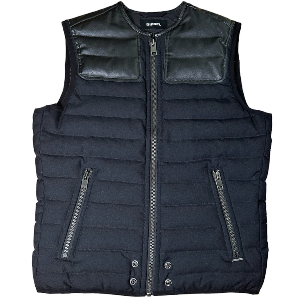 Diesel Men's Black Puffer Vest Quilted Insulated Sleeveless Jacket Size Small